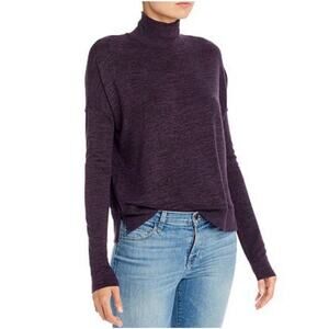 Dark Academia Rag & Bone Jane Slim Turtleneck Top Purple Plum Black Size Medium